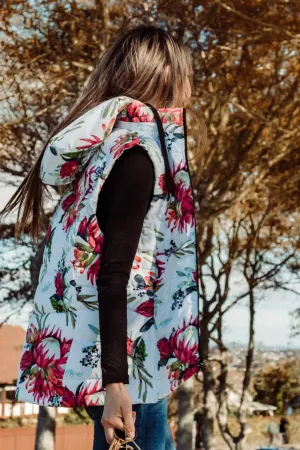 African Protea waterproof puffer vest