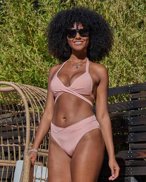 Envy Push Up® Padded Cross Halter Top and V High Leg Bottom