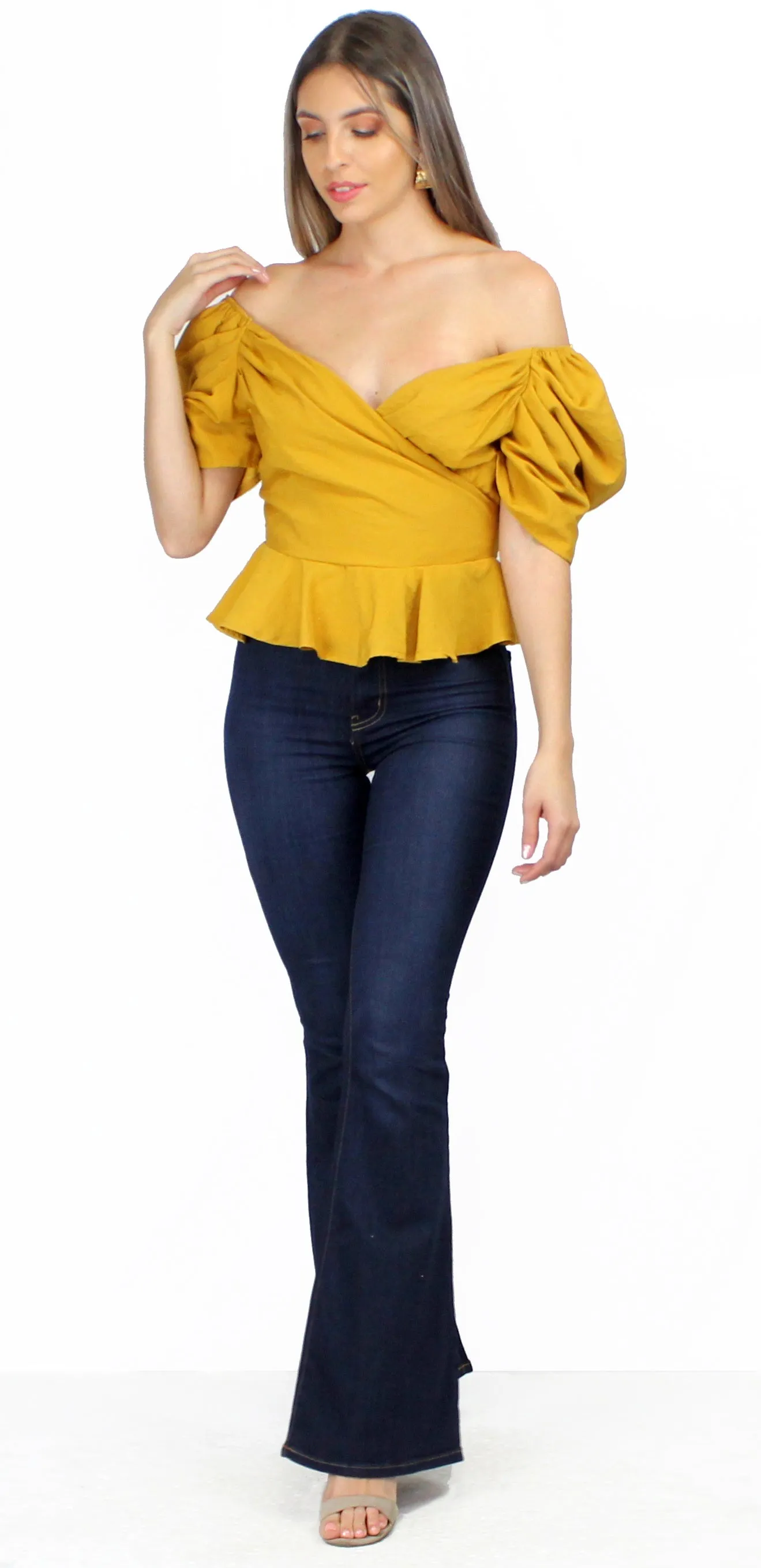 Hold Tight Mustard Puff Sleeves Blouse