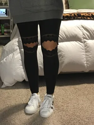 Lace Cut Out Brushed Leggings