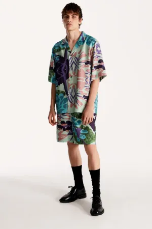 Men short-sleeved shirt in floral blue