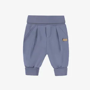 Pantalon évolutif bleu en doux coton français, naissance || Blue pants in soft french cotton, newborn