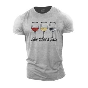 Red Wine Blue Cotton T-shirt