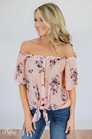 Send My Love Floral Off The Shoulder Top- Pink